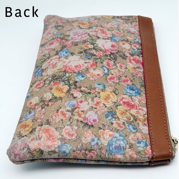 Garuglieri  Floral Leather with Tan Trim Clutch Pouch Made In Italy - Picture 6 of 13
